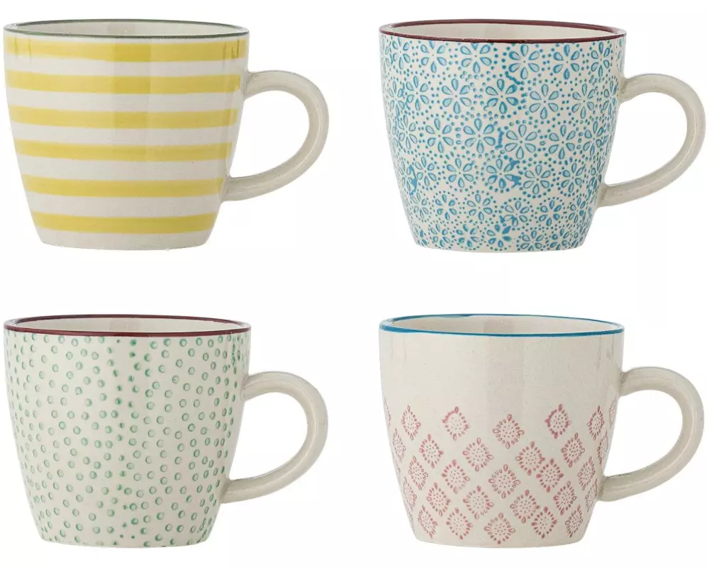 Bloomingville Kaffeetasse Patrizia, Steingut, 220 ml, 4 Stück, assortiert