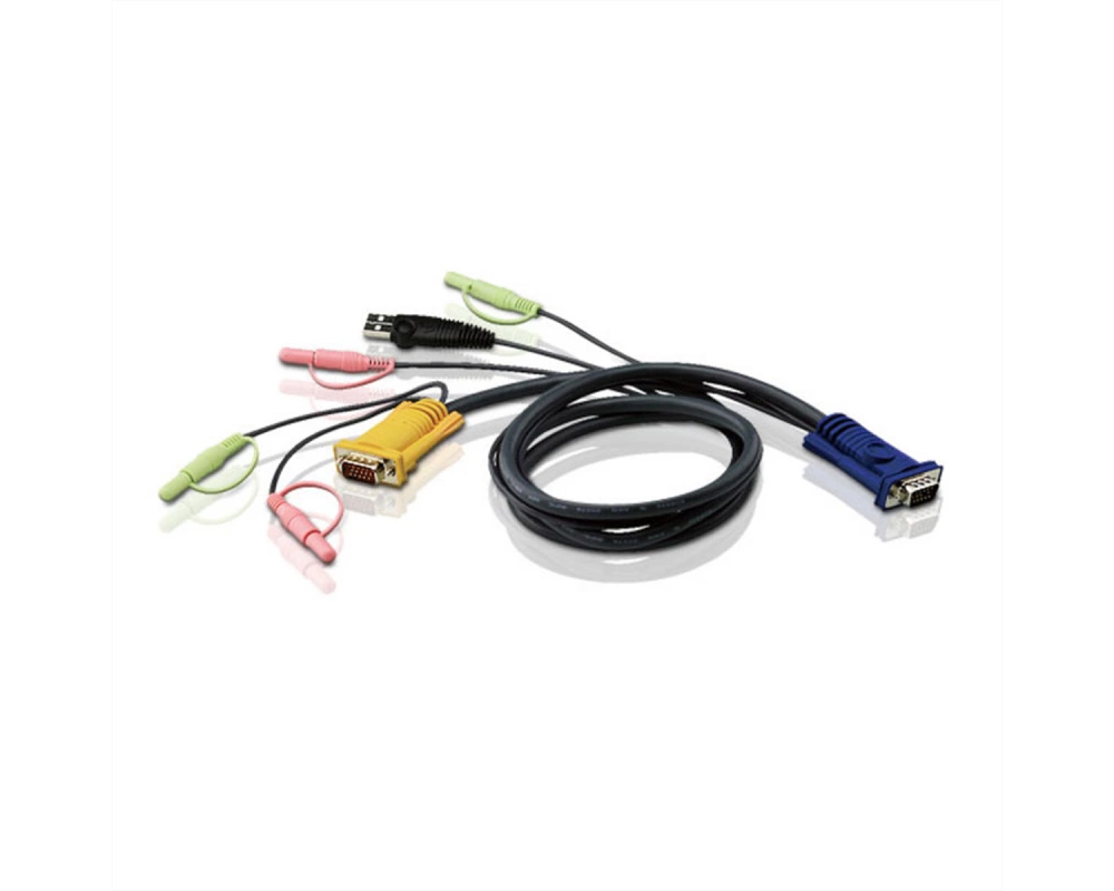 ATEN 2L-5302U KVM Kabel VGA, USB und Audio, schwarz, 1,8 m