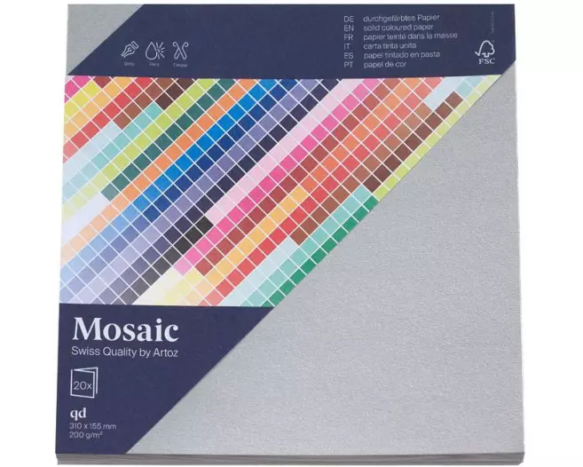 Artoz Blankokarte Mosaic 31 x 15.5 cm, 20 Stück, Silber