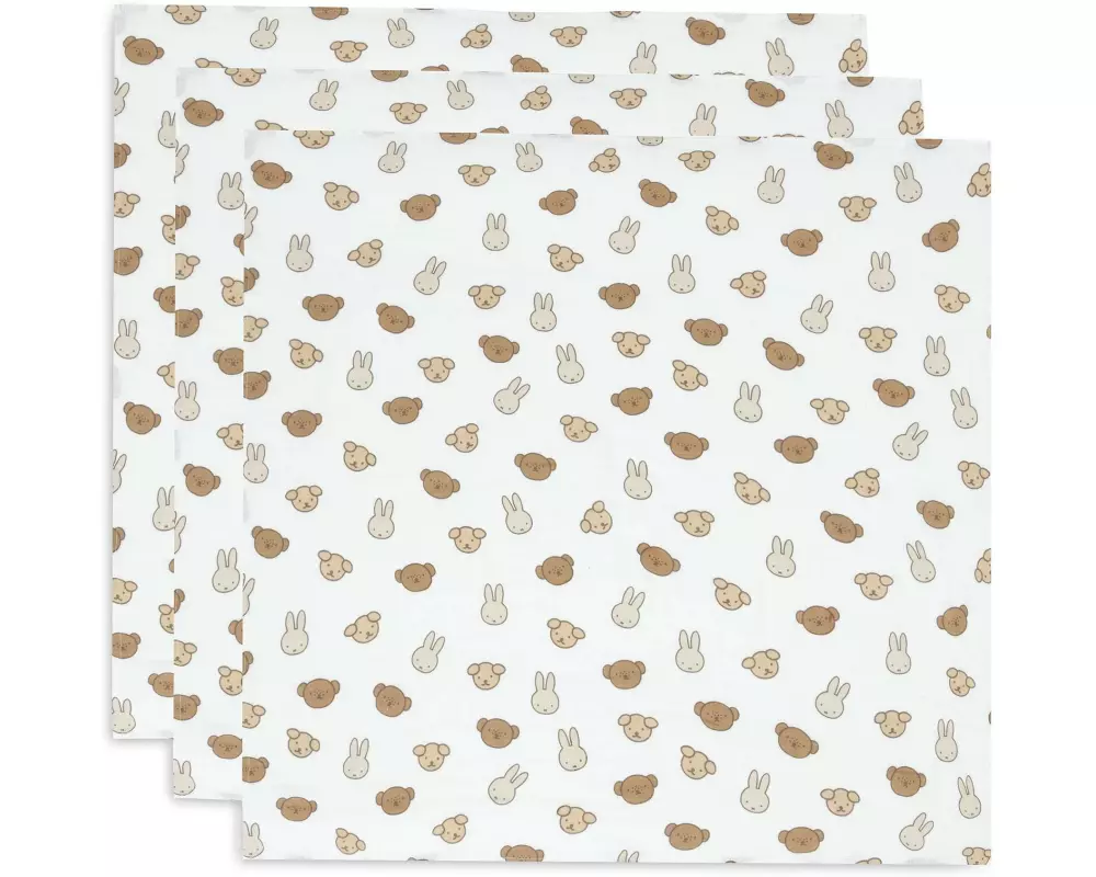 Jollein Mulltuch Miffy and Friends 70 x 70 cm, Weiss/Mehrfarbig