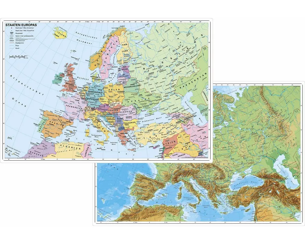 Europa physisch / politisch. DUO-Schreibunterlage
