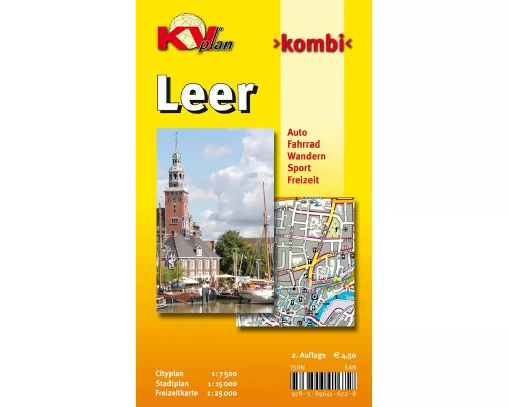 Leer, KVplan, Radkarte/Wanderkarte/Stadtplan, 1:25.000 / 1:15.000 / 1:7.500