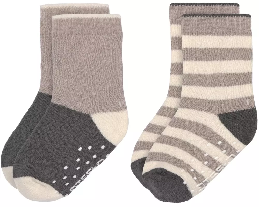 Lässig Antirutsch-Socken 2er-Set Anthrazit Taupe Gr. 19-22