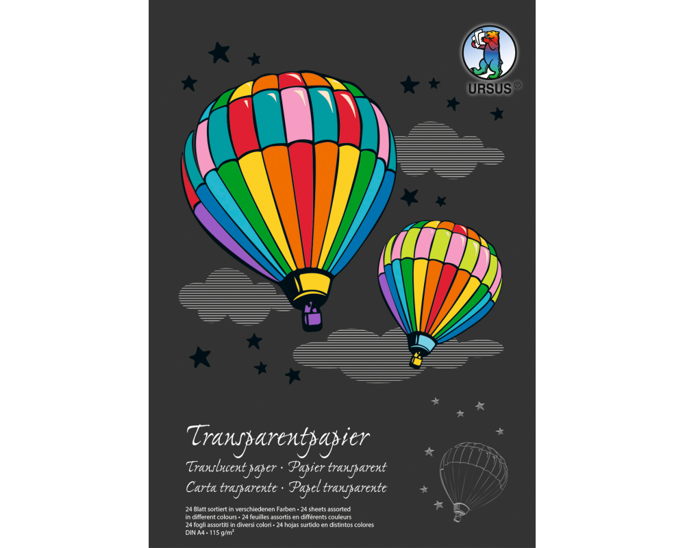 URSUS Transparentpapier-Block A4 12164699SE 115g, ass. 24 Blatt