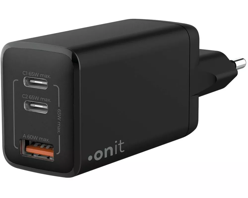 onit USB-Wandladegerät Trial QC4+ 65 W GaN Schwarz