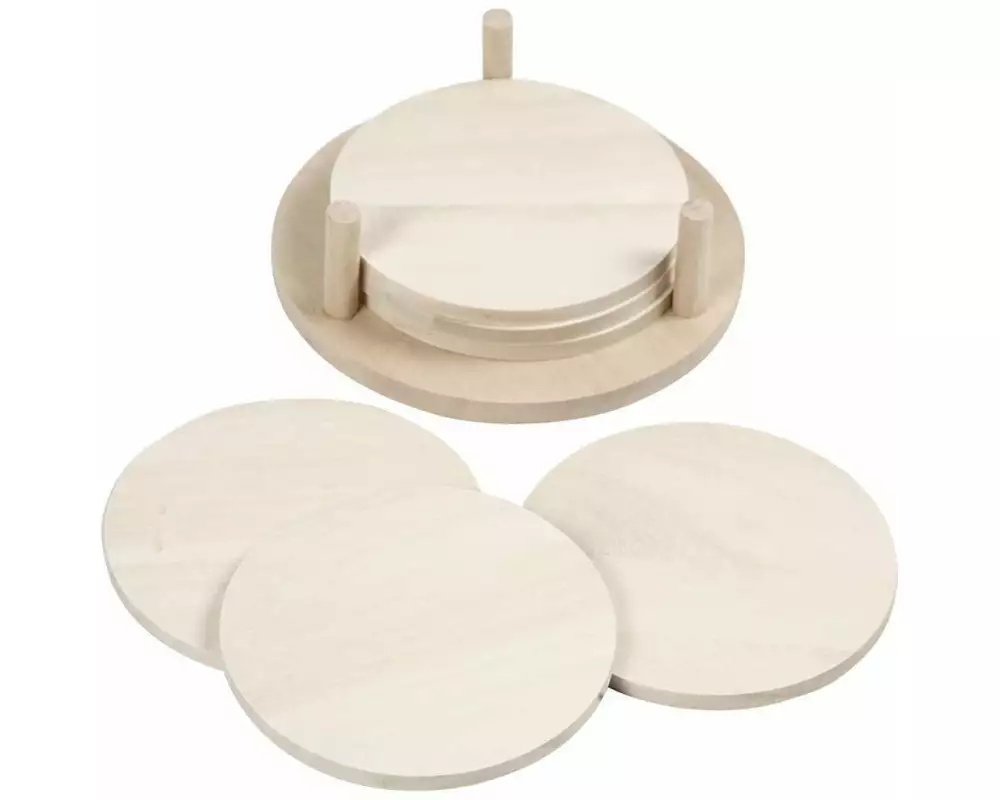 Creativ Company Holzartikel 9.5 cm Untersetzer, 6 Stück