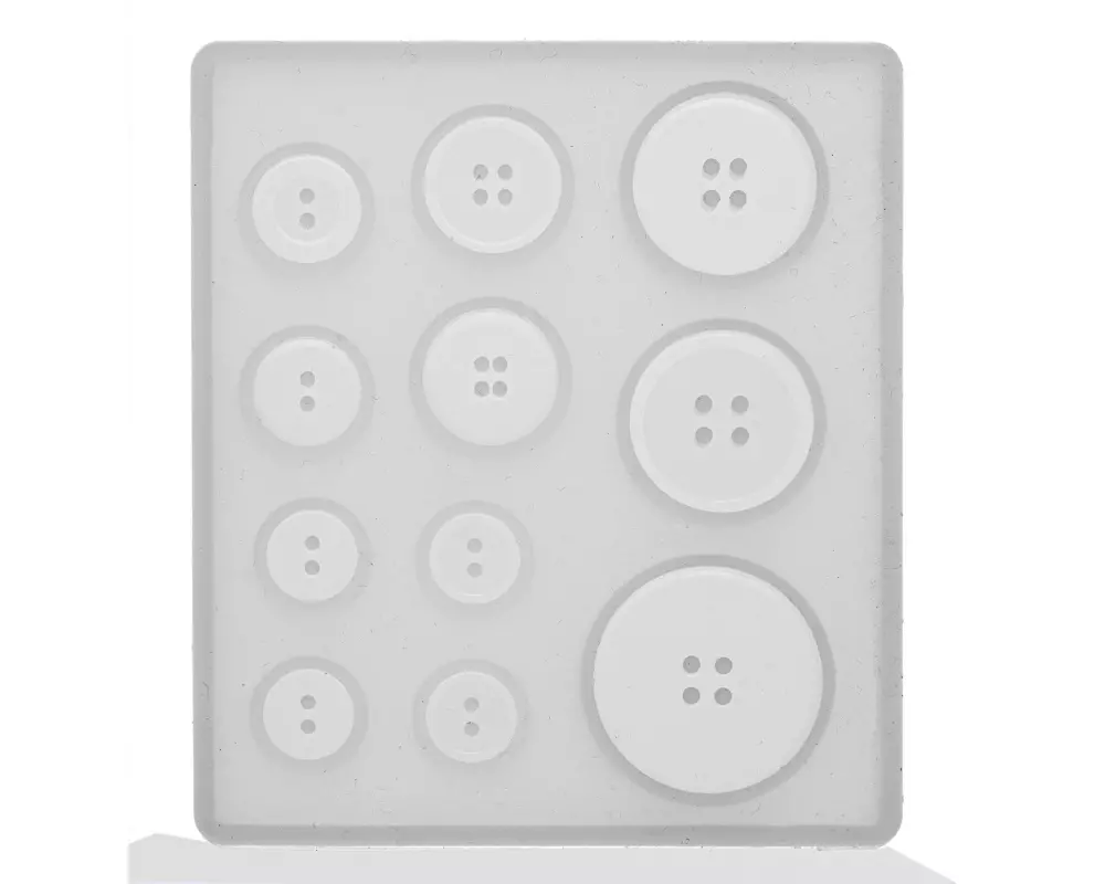 Glorex Form aus Silikon 9 x 8 cm, 11-teilig, Knöpfe