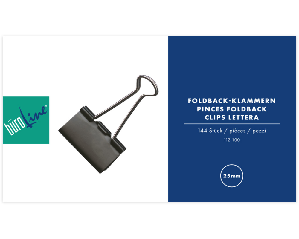 BÜROLINE Foldback-Klammer 25mm 112100 schwarz