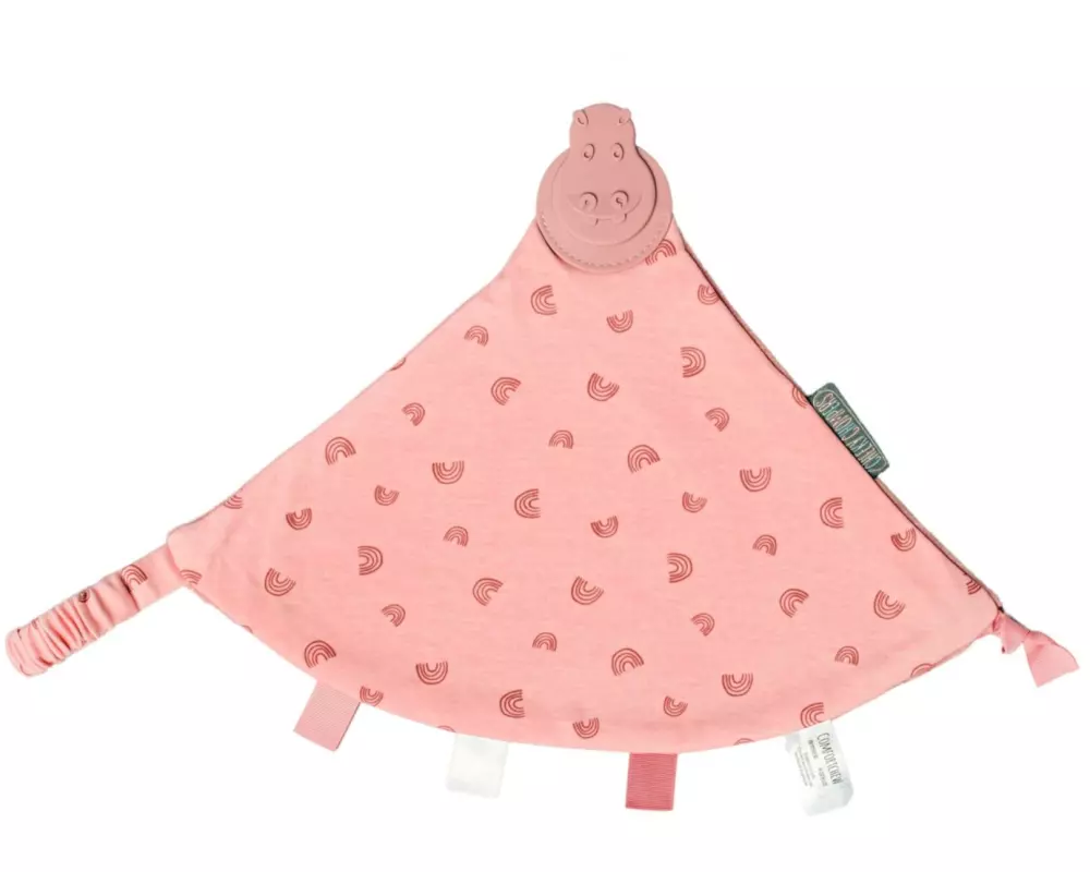Cheeky Chompers Schmusetuch mit Beissring Rainbow Rose 44 x 30 cm