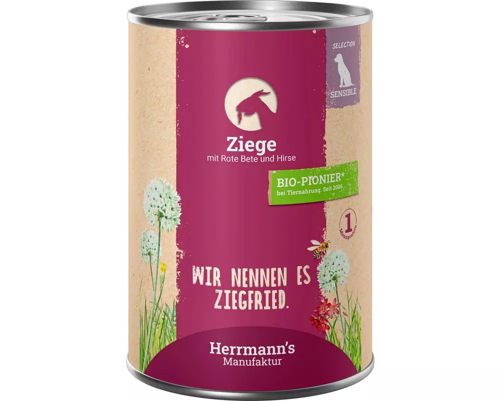 Herrmann's Nassfutter Ziege mit rote Beete und Hirse 400 g