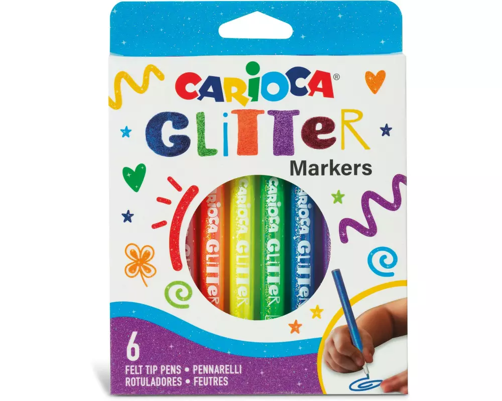 Carioca Fasermaler Glitzer 6 Stück, mehrfarbig