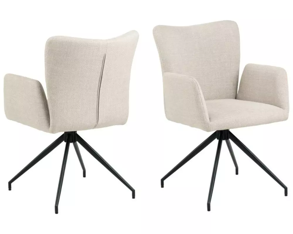 AC Design Stuhl Laura Beige/Schwarz, 2 Stück