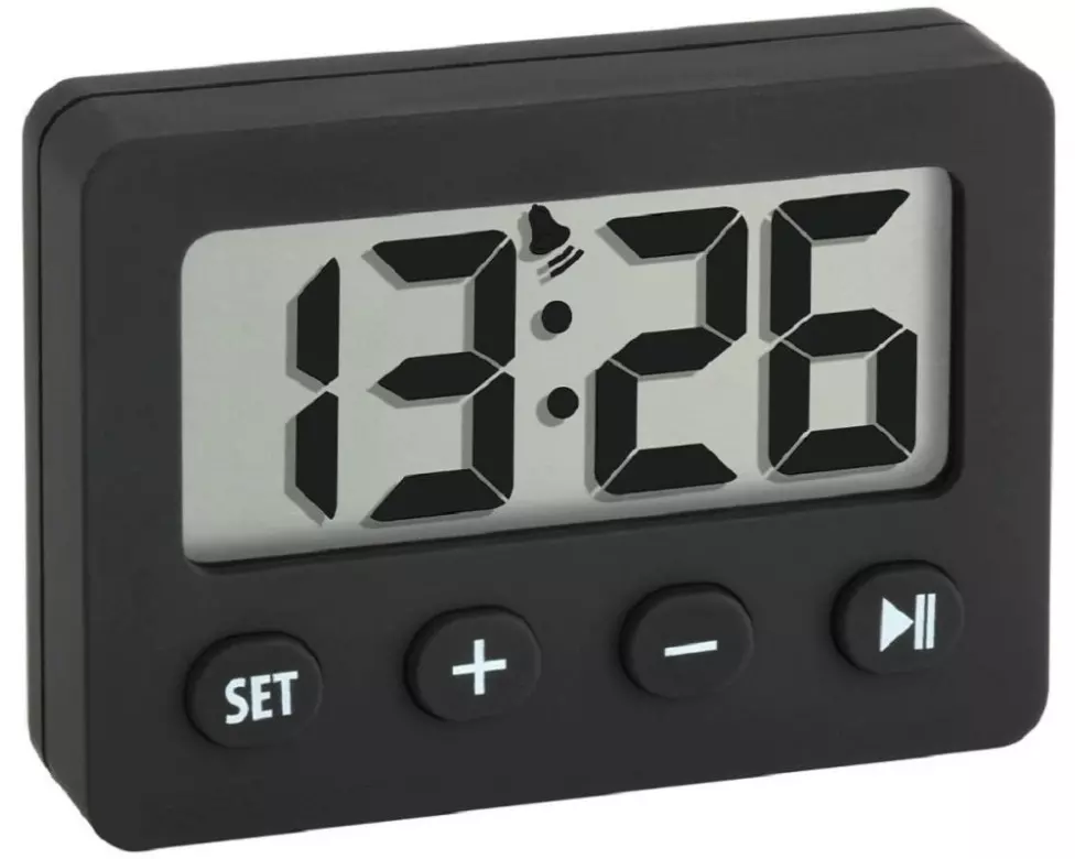 TFA Dostmann Digitalwecker mit griffiger Gummibeschichtung, Schwarz
