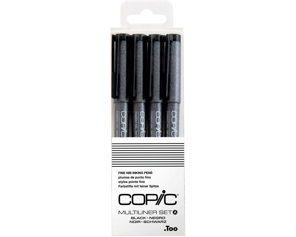 COPIC Multiliner 22075619 Set schwarz, 4 Stück