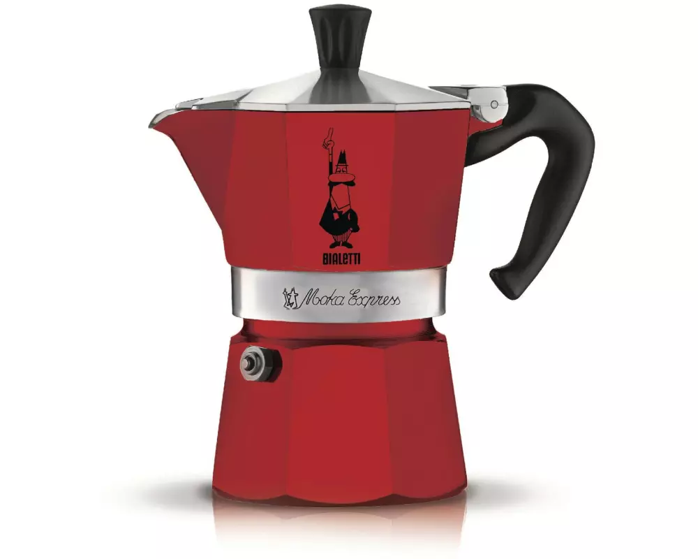 Bialetti Espressokocher Moka Express 3 Tassen, Rot