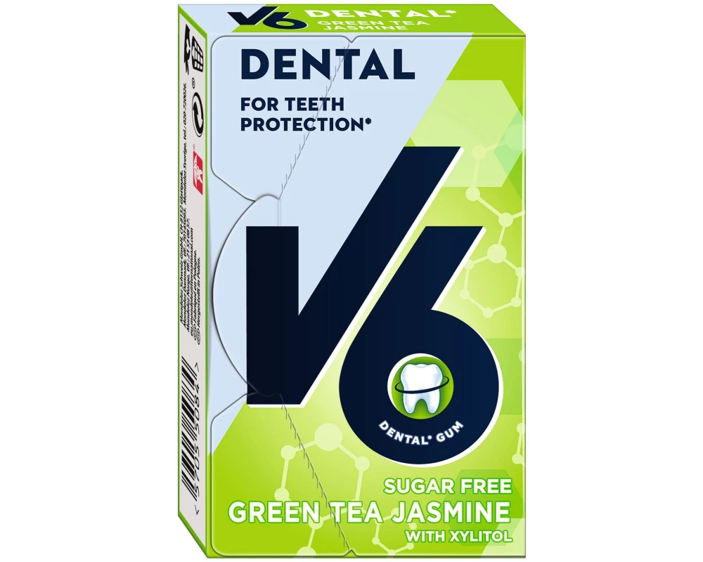 V6 Kaugummi Dental Green Tea Jasmine 24 g