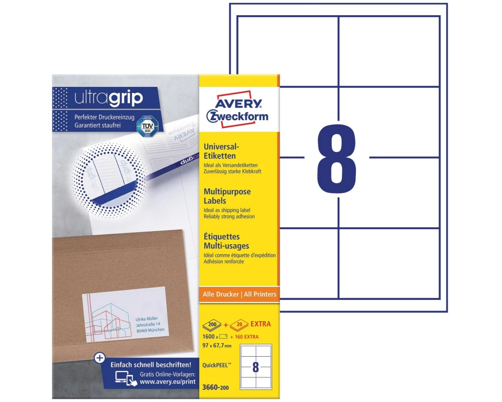 Avery Zweckform Universal-Etiketten 3660 97 x 67.7 mm, 220 Blatt