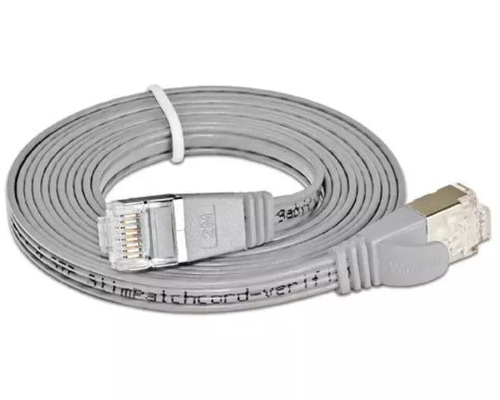 SLIM Slimpatchkabel RJ-45 - RJ-45, Cat 6, STP, 10 m, Grau