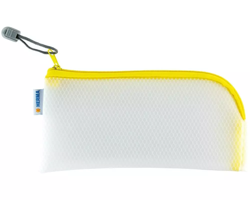 HERMA Etui Mesh Bag 23 x 11 cm, Gelb/Weiss