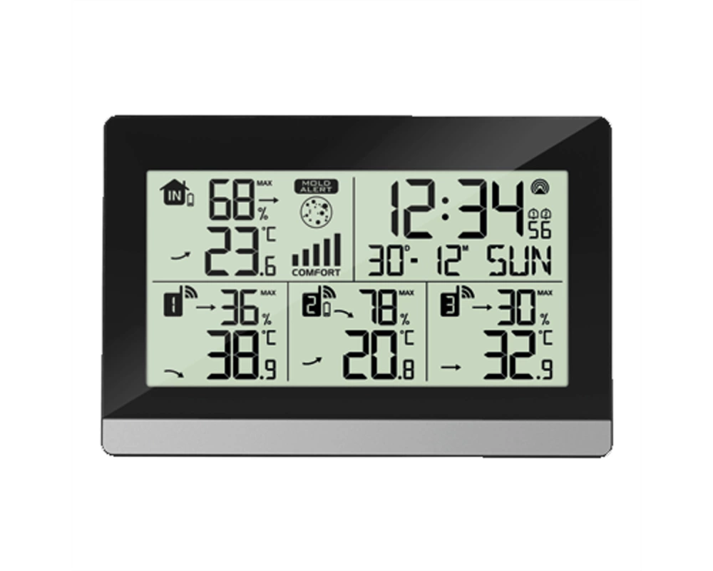 TechnoLine Raumklimastation WS 7065, Temp, Zeit, Datum, max 3 Aussensensoren