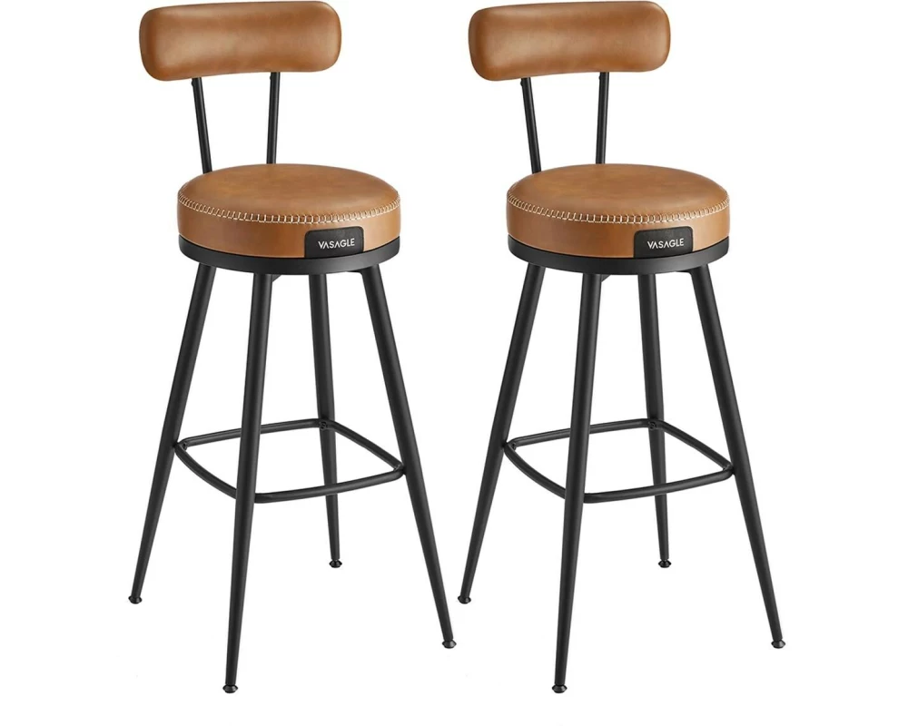VASAGLE Barhocker 2 Stück 56 x 101.3 cm, Schwarz/Braun