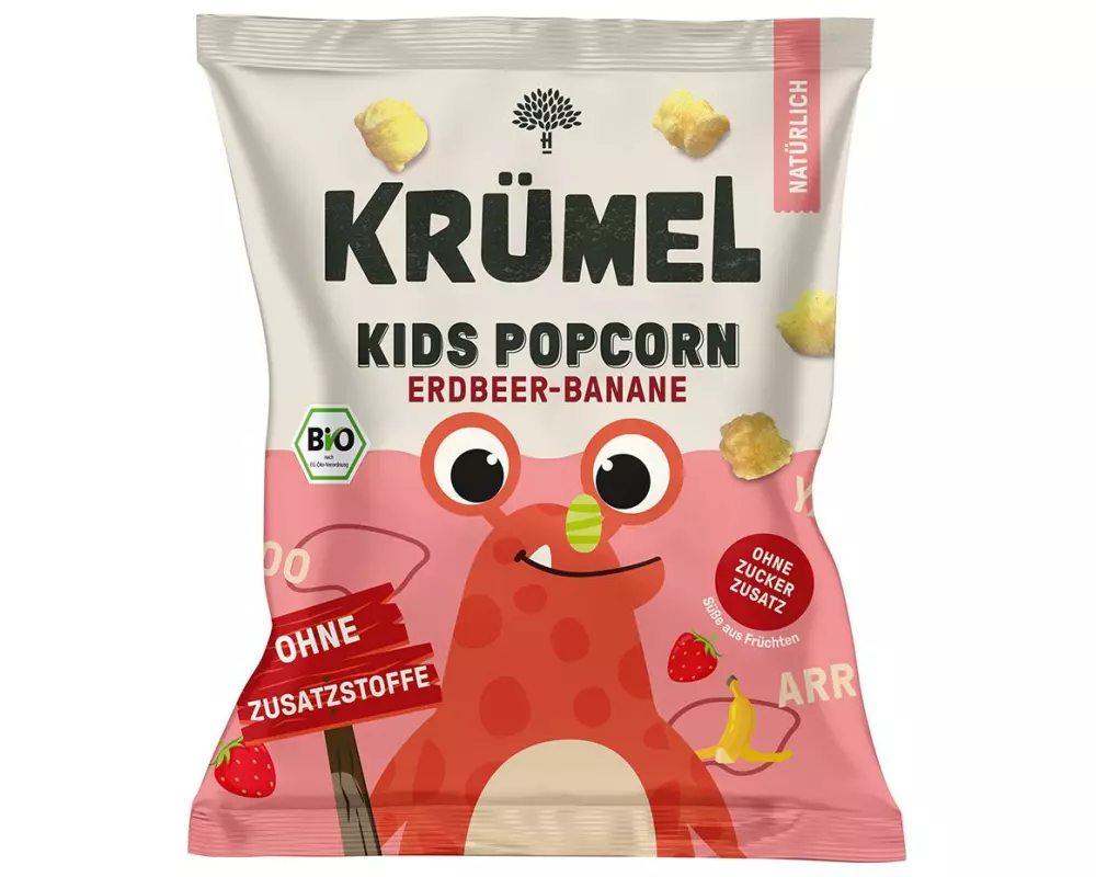 KRÜMEL Knabberspass Kids Popcorn Banane-Erdbeere 20 g