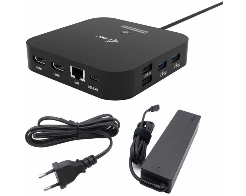 i-tec USB-C Dual HDMI DS, 2xHDMI, 1xGLAN, 2xUSB-A 3.2, 2xUSB 2.0, 1xUSB-C Gen2, 1xUSB-C Gen1, 1xAudio/Mic Jack, 1x100W, USB-C PD+Chg