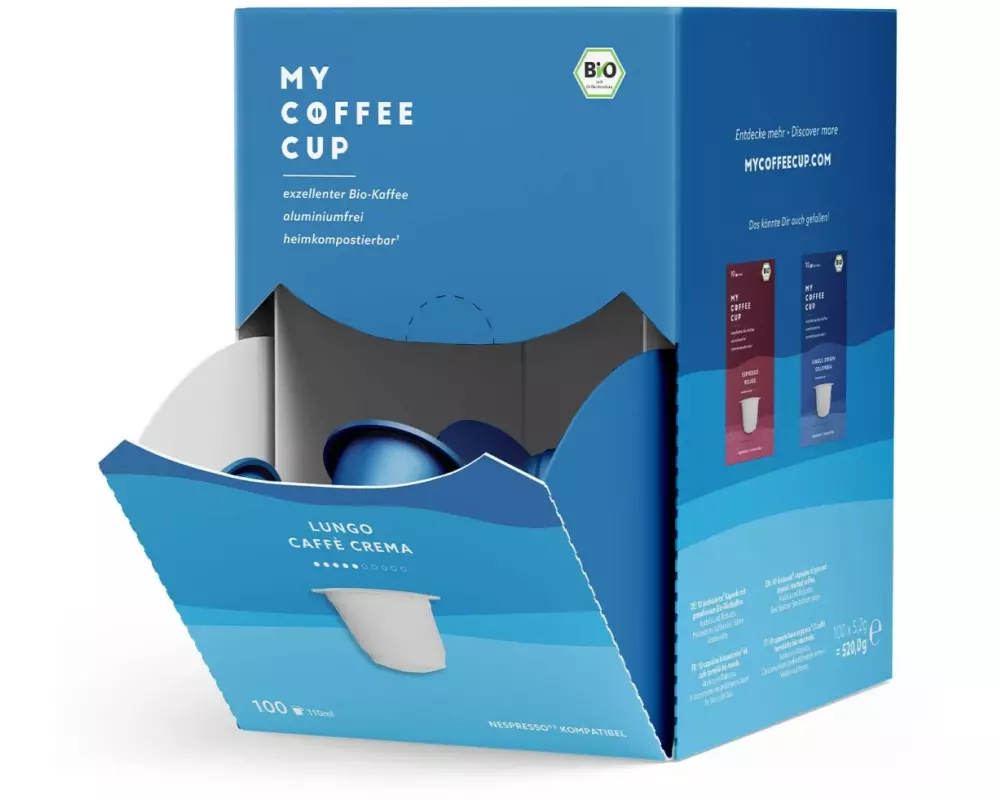 My-CoffeeCup Kaffeekapseln Mega Box Bio Lungo Caffè Crema 100 Stück