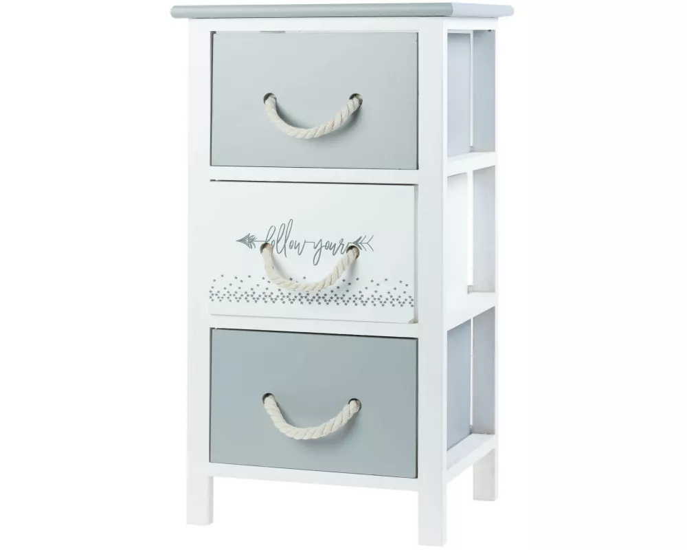 Dameco Kommode 34 x 61 cm, Grau/Weiss