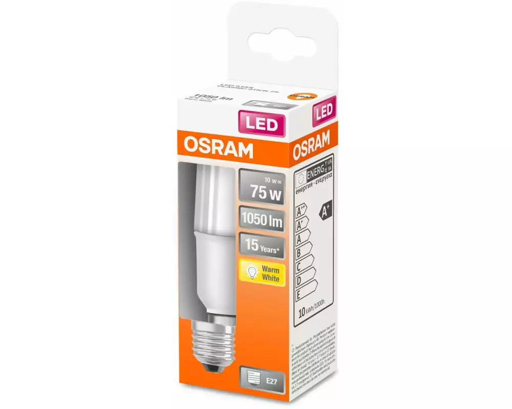 OSRAM Lampe Star CL Stick, 10W, E27 Warmweiss (WW)