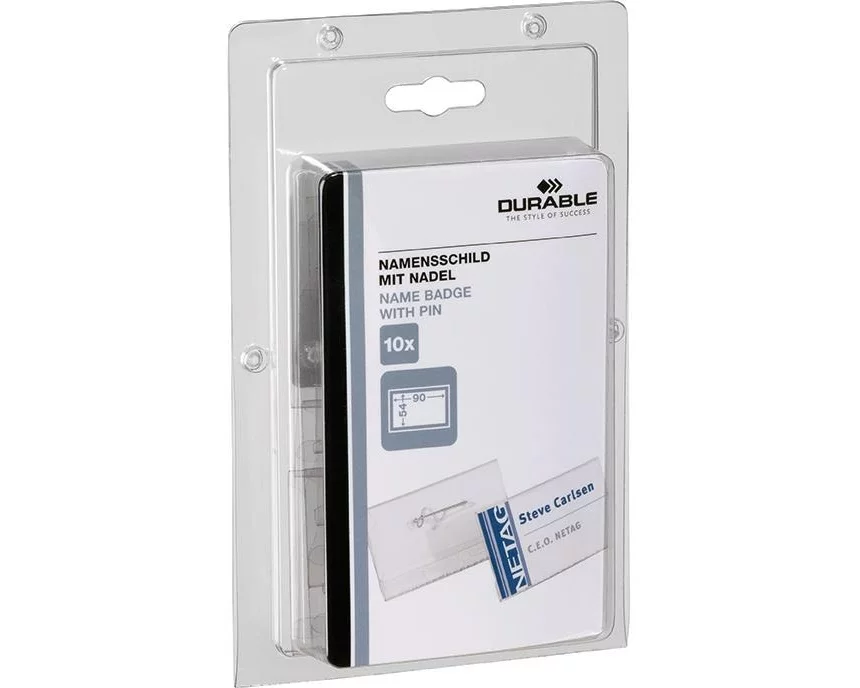 DURABLE Namensschild mit Nadel 54 x 90 mm, 10 Stück