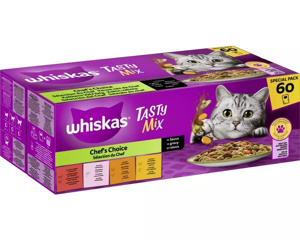 Whiskas Nassfutter Tasty Mix Chef's Choice in Sauce 60 x 85 g