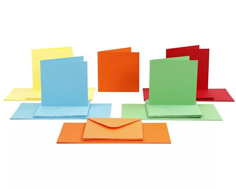 Creativ Company Blankokarte 15 x 15 cm 50 Sets, Mehrfarbig
