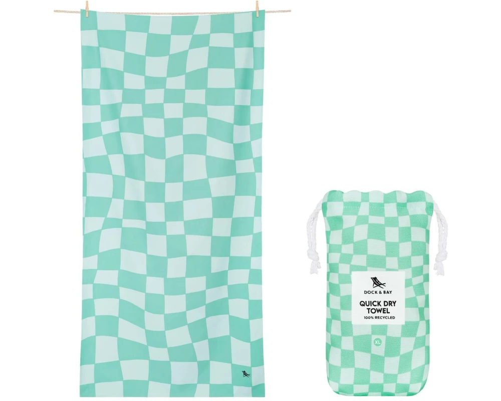 Dock & Bay Strandtuch Check Mate 200 cm x 90 cm, Türkis