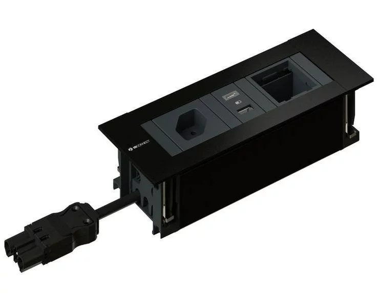 Max Hauri Steckdoseneinheit INTRO2.0 T13, USB-A/C, Leermodul Schwarz