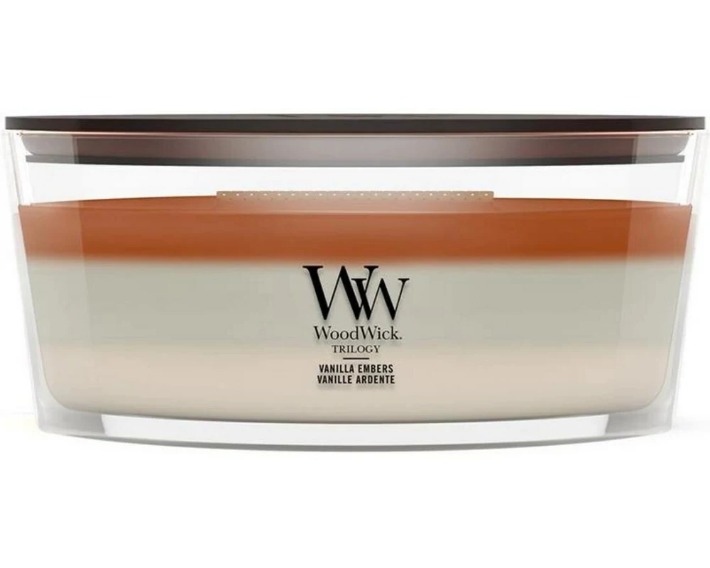 Woodwick Duftkerze Vanilla Embers Trilogy Ellipse