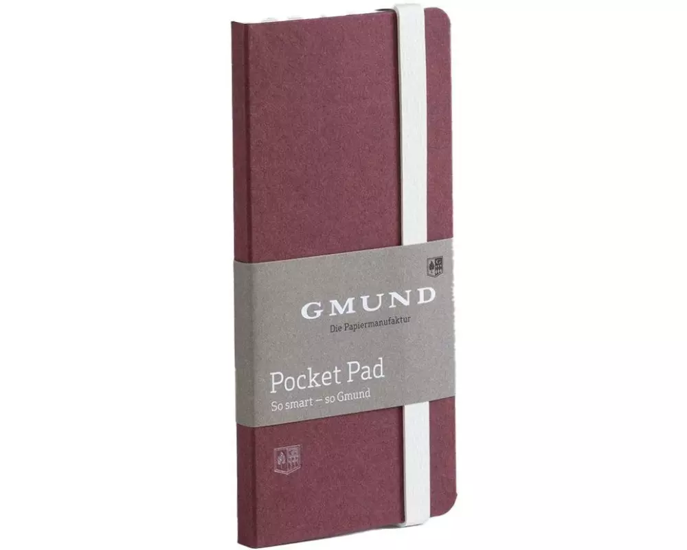 Gmund Notizbuch Pocket Pad 6.7 x 13.8 cm, Blanko, Dunkelrot
