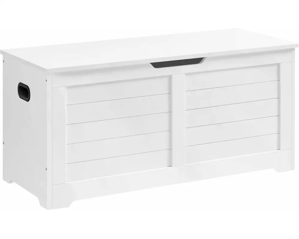 VASAGLE Sitztruhe im Landhausstil 100 x 40 x 46 cm, Weiss matt