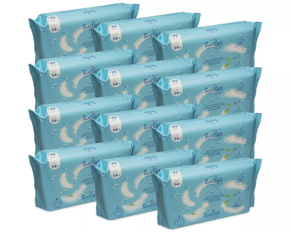 Swilet Feuchte Toilettentücher für die Toilette, Bio, 12 x 54 Stk.