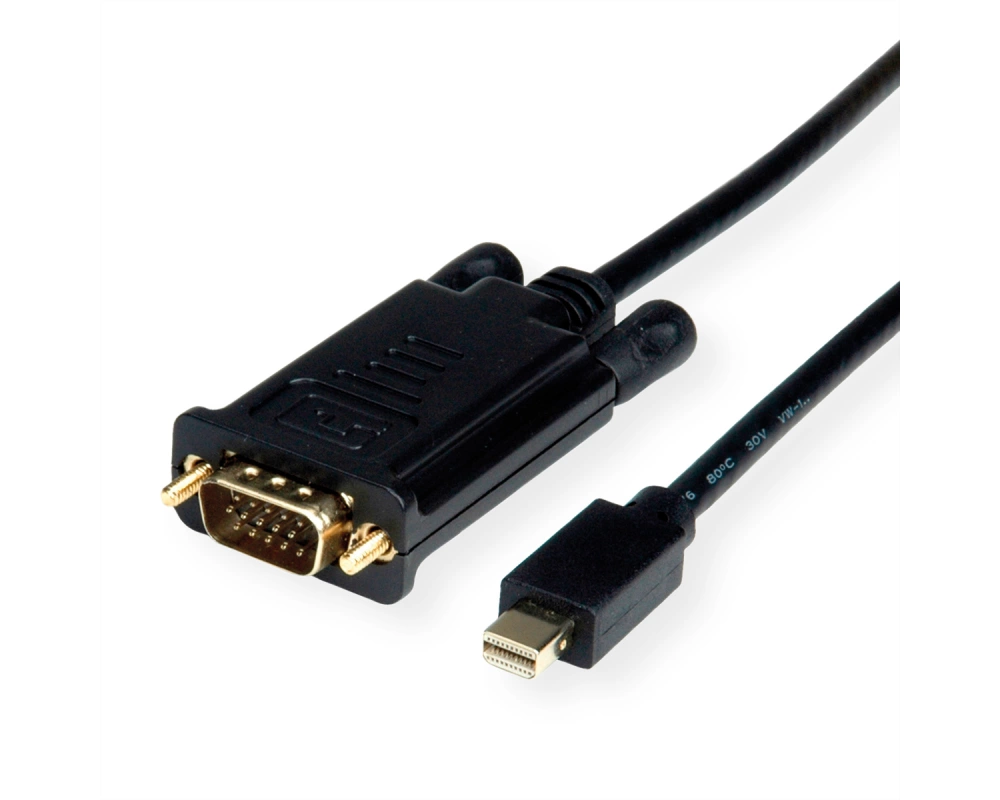 VALUE Kabel Mini DisplayPort-VGA, Mini DP ST - VGA ST, schwarz, 1 m