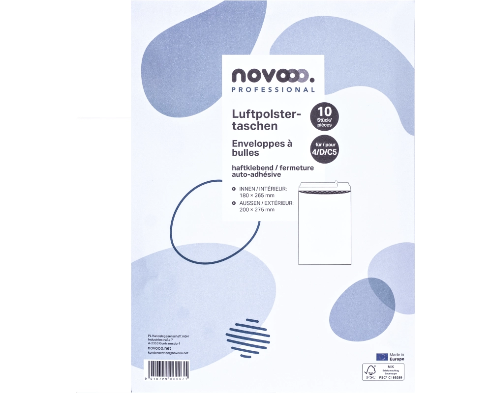 NOVOOO Luftpolstertasche Mix E-1712138 weiss, 180x265mm 10 Stück