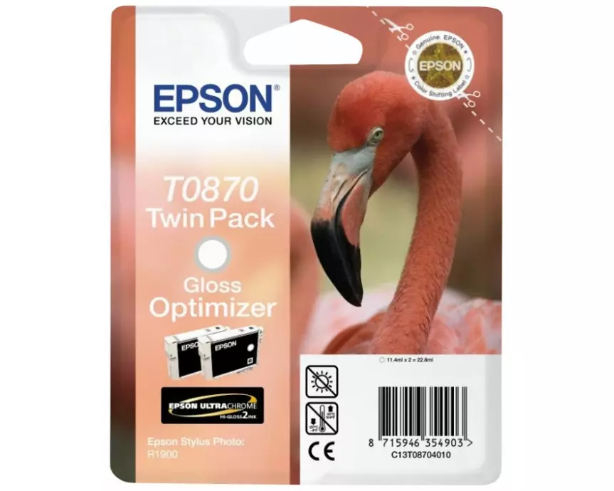 EPSON T0870 Ink gloss optimizier Std Capacity 2 x 11.4ml 2-pack blister