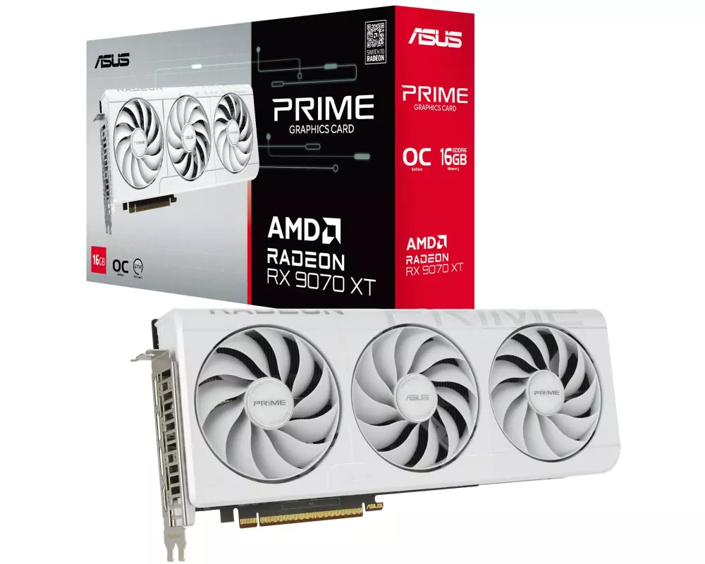 ASUS Grafikkarte Prime Radeon RX 9070 XT OC Edition 16GB Weiss