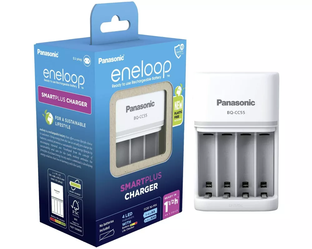 Panasonic BQ-CC55E NiMH Micro AAA Mignon AA Weiss
