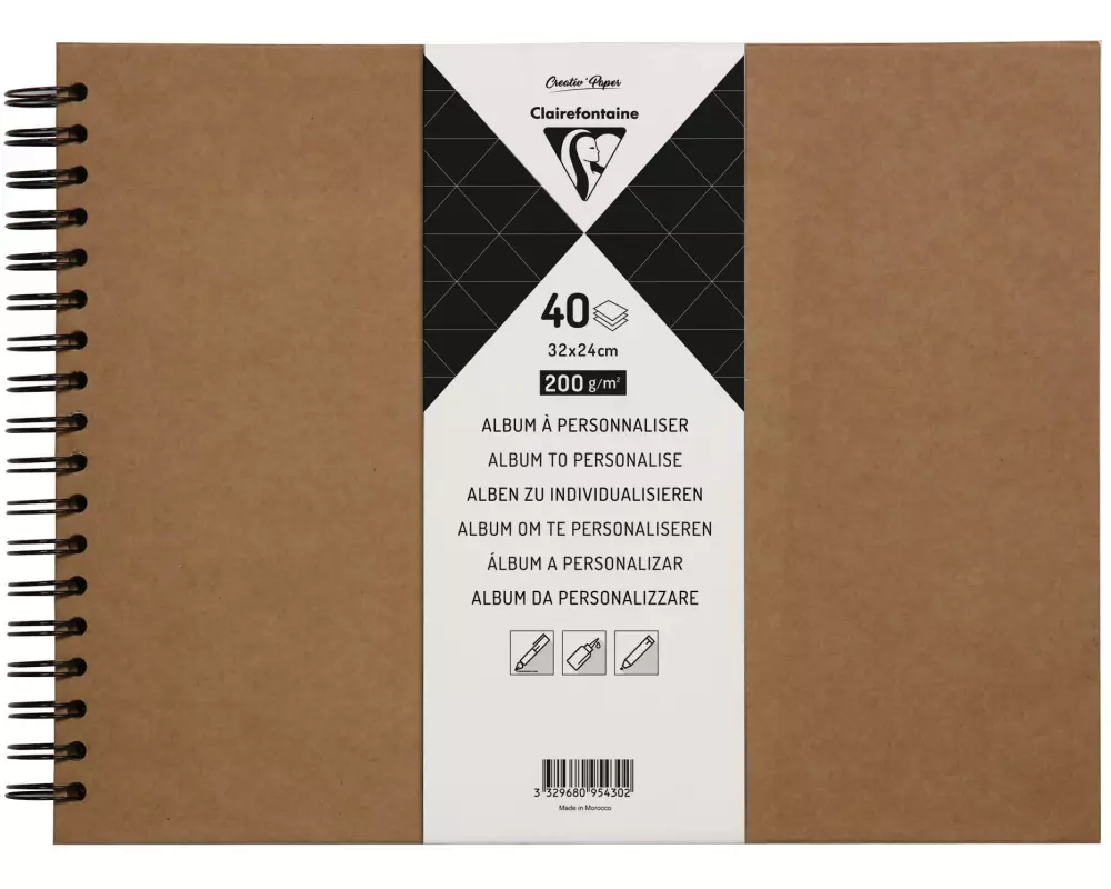Clairefontaine Fotoalbum DIY 32 x 24 cm, Blanko, Braun