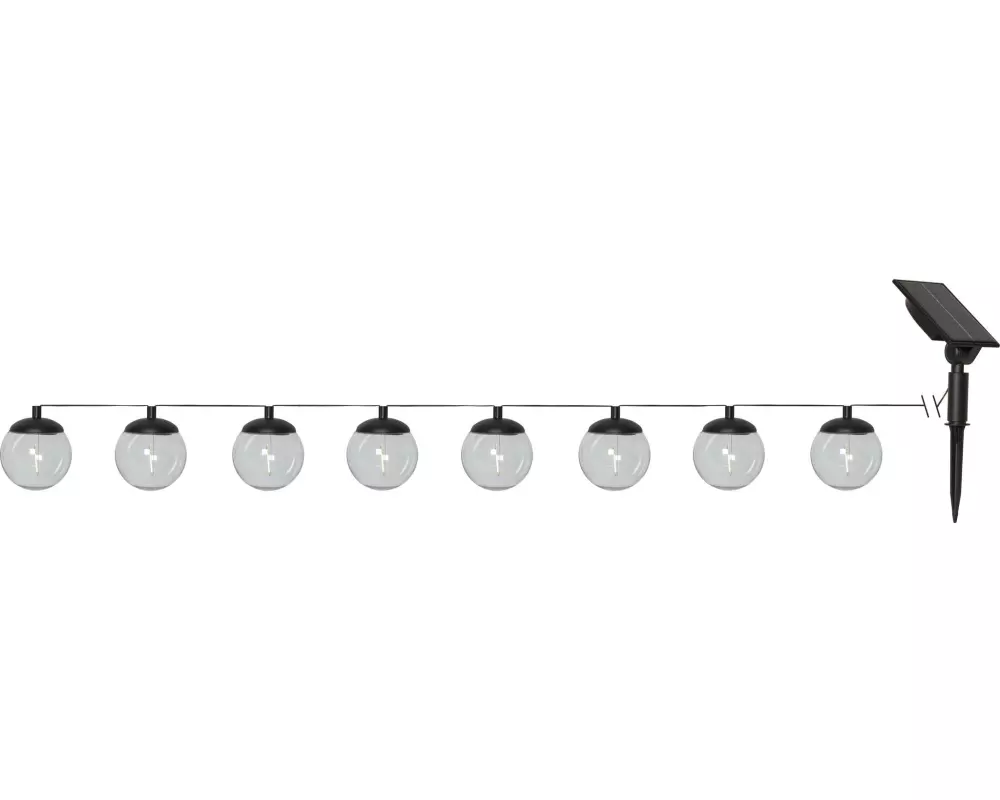 Star Trading Lichterkette Solar Globus, 8 LEDs, 2.1 m, Schwarz