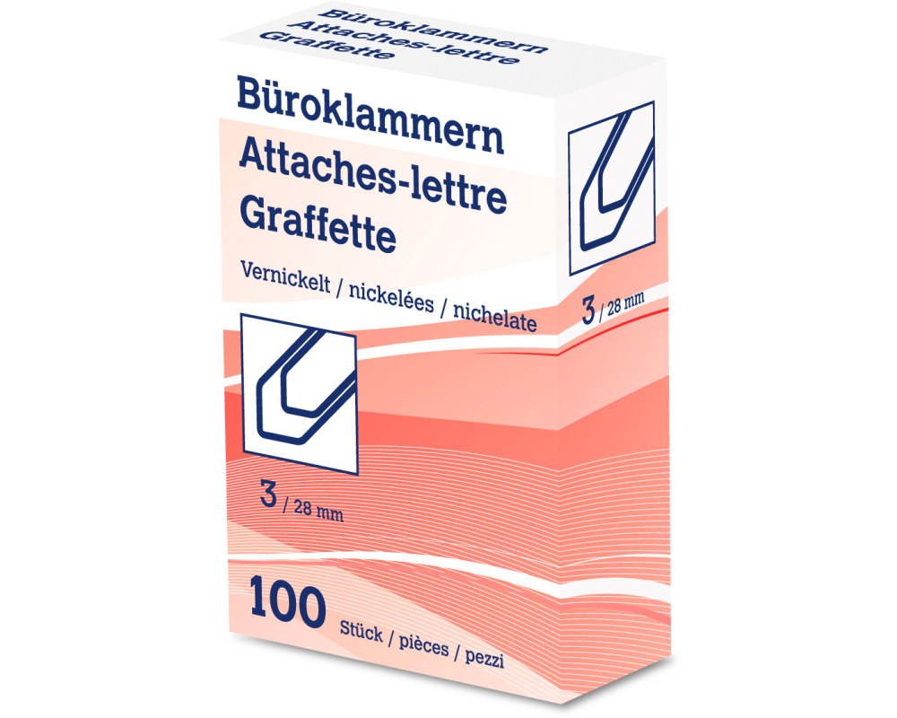 NEUTRAL Büroklammern Nr. 3 6204 28mm vernickelt 100 Stk.