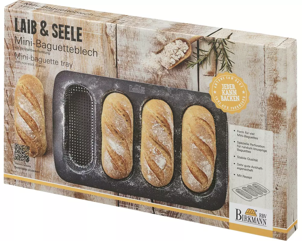 RBV Birkmann Brot-Backform Baguette Mini 4 Mulden
