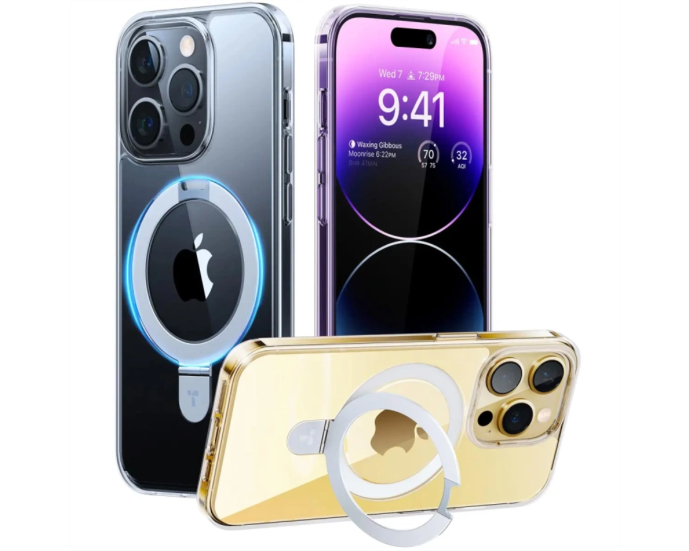Torras UPRO Ostand Schutzhülle, iPhone 14 Pro, MagSafe, transparent