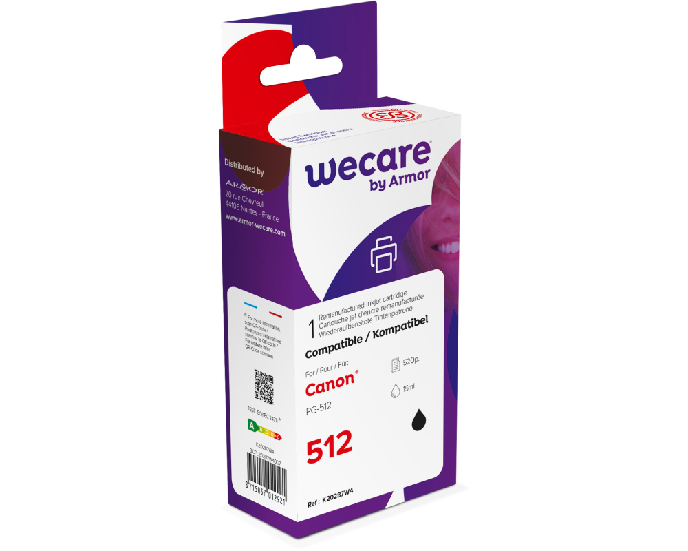 WECARE Tinte rebuilt schwarz PG-512WE zu Canon PIXMA MP 240 15ml
